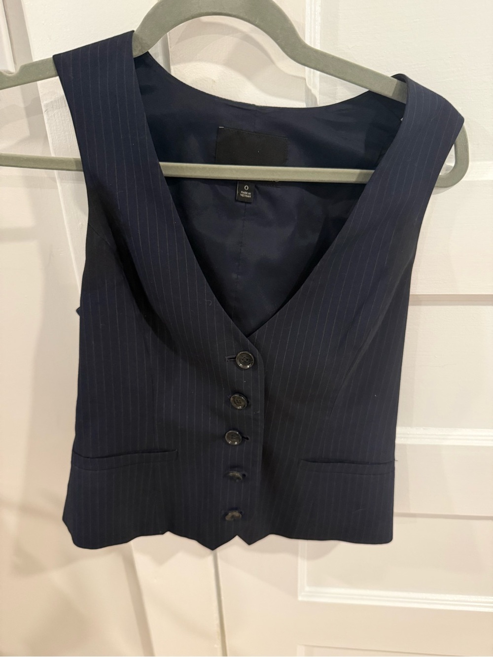 Banana Republic Navy Pinstripe Button Front Vest